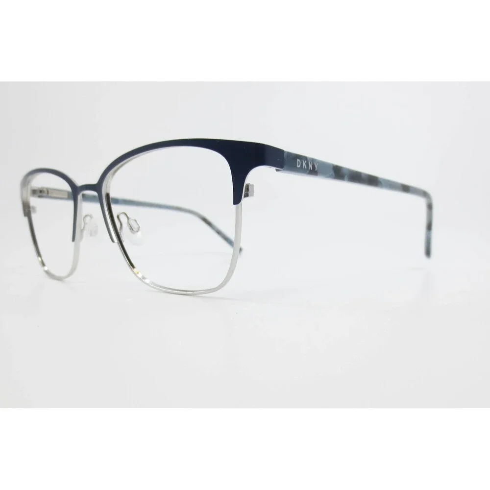DKNY DK3002 400 Navy Blue Silver Cat Eye Eyeglasses Frames 52-17-135 Womens